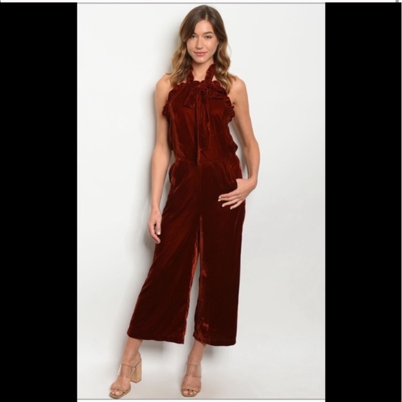 HOST PICK 💕Velvet Open-Back Halter Jumpsuit 🦋 - Picture 2 of 4